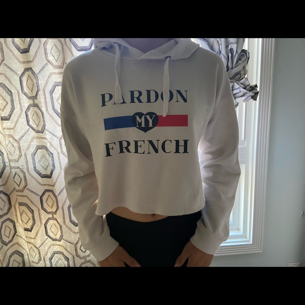 Forever 21 Pardon my French oversized cropped hoodie